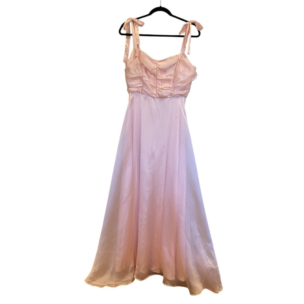 Lulus Best Memories Organza Tie-Strap Maxi Dress In Light Pink | Coquette Gown - Picture 3 of 10